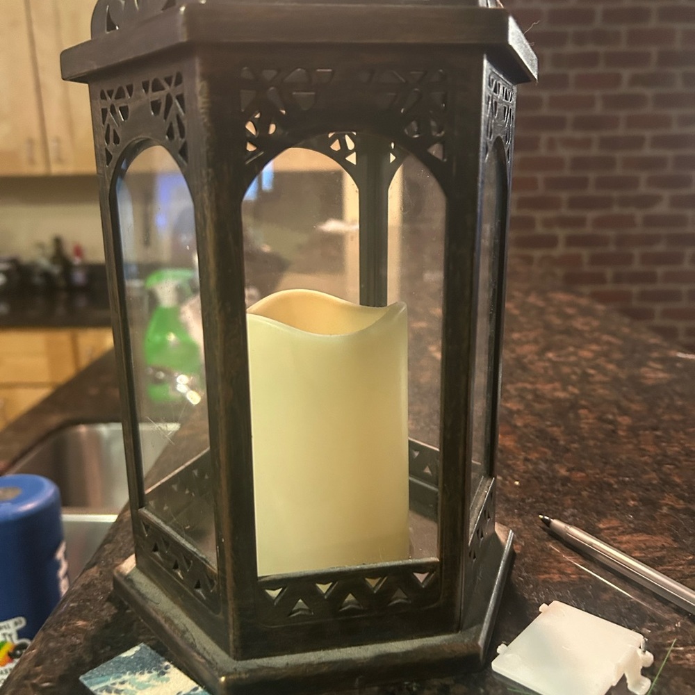 Elegant Black Lantern with Cream Candle